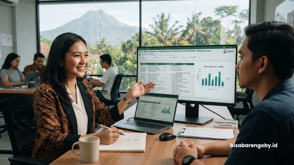 Manajer pengadaan memproyeksikan alokasi anggaran sebelum memutuskan beli AI Vision untuk startup di Yogyakarta berbasis Llama